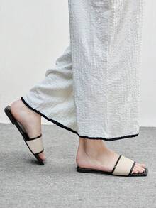 CUCCOO BIZCHIC Women's Silver Mesh Simple Flat Toe Elegant Casual Comfortable Slip-On Flats, Suitable For Workplace, Commute, Dates, Formal Events Summer - Almond color - View 5