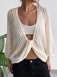 RiviMae 女士百搭简约通勤及度假宽松落肩衬衫 - 米色 - 查看 3