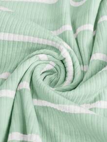 Plussiva Plus Size Pregnant Women Striped Round Neck Short Sleeve Casual T-Shirt - Green - View 7