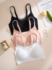 NudeFit 3-Pack Minimalist Seamless Mesh Patchwork Adhesive Bras - Multicolor - View 3