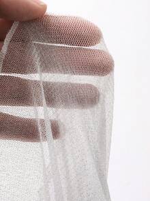 FRIFUL 女士夏季纯色圆领长袖荷叶边下摆薄纱衬衫 - 白色 - 查看 7