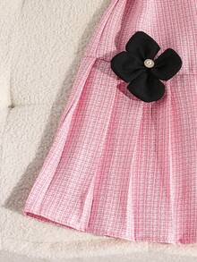 ChillGRL 少女圆领蝴蝶结3D花朵装饰休闲派对连衣裙 - 粉色 - 查看 5