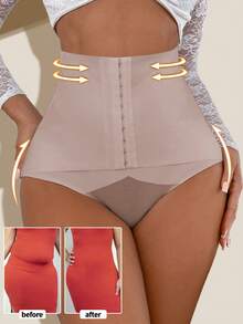 Crystal Vow 女士高腰束腰塑身裤，带钩扣，性感网纱提臀塑形短裤 - 淡紫色 - 查看 6