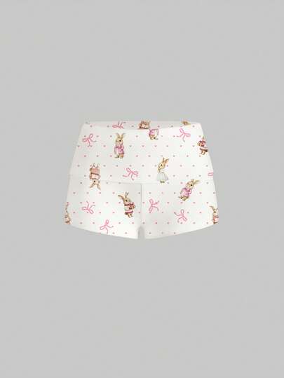 ROMWE Kawaii 可爱兔子蝴蝶结波点爱心性感低腰女式短裤