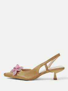 CUCCOO HITCHD Décolleté da donna con punta affusolata, tacco a rocchetto, strass e fiori, in raso color champagne e oro, comode ed eleganti, adatte per matrimoni, feste e occasioni formali - Bronzo - Visualizzare 2