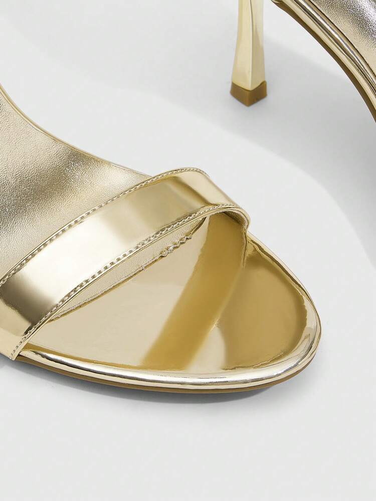 CUCCOO SZL Women Shoes Spring And Summer New Round Toe Thin High Heel Gold Ankle Strap Simple Women's High Heel Sandals Fashion Comfortable Versatile Sexy Party Women's Sandals Women's Shoes