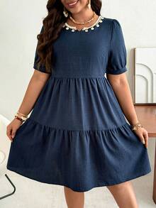 Ceyna 大码女装度假纯色贝壳流苏装饰短款罩衫连衣裙 短袖连衣裙 夏季休闲连衣裙 法式连衣裙 蓝色夏季连衣裙 泡泡袖连衣裙 女士休闲连衣裙 女士海军蓝连衣裙 系带连衣裙 荷叶边连衣裙 泡泡袖连衣裙 乡村风连衣裙 女士牛仔连衣裙 大码女牛仔连衣裙 波西米亚风女装 波西米亚西班牙风连衣裙 - 藏蓝色 - 查看 5
