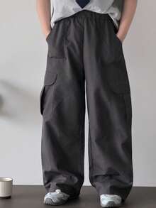 DAZY Tween Boys' Casual Solid Color Cargo Pants - Grey - View 1