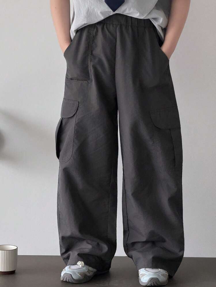 Tween Boys' Casual Solid Color Cargo Pants