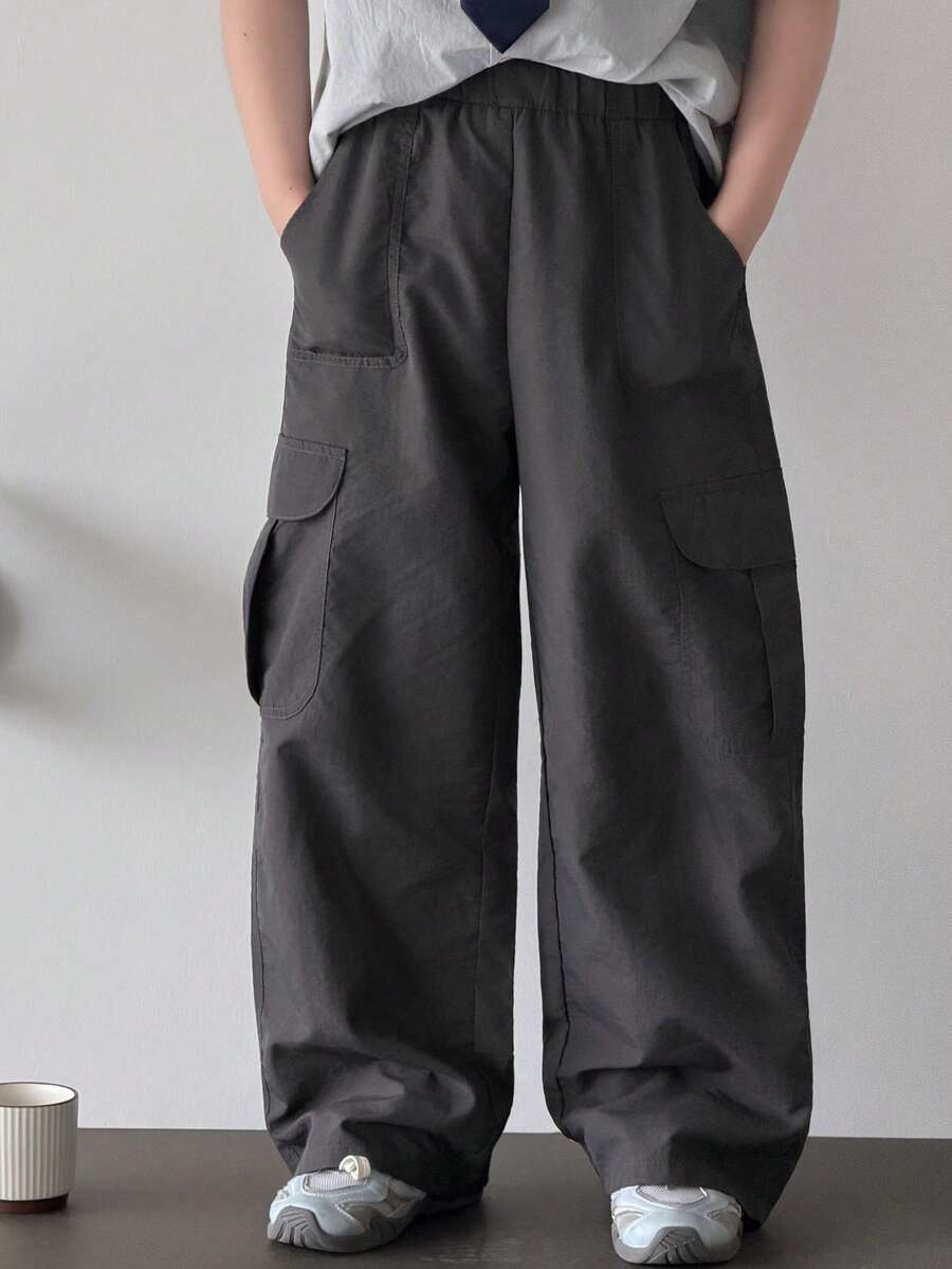 DAZY Tween Boys' Casual Solid Color Cargo Pants - Grey - View 1