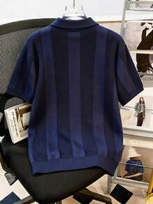 Manfinity Joysei Sweater Rajut Kasual Pria untuk Sehari-hari, Cocok untuk Kerja dan Perjalanan, Kemeja Polo untuk Pria - Royal Blue - View 4