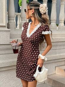 SHEIN PariChic 女士波点休闲度假连衣裙 波点连衣裙 女士短袖夏季连衣裙 女士度假连衣裙 法式连衣裙 波点连衣裙 波点连衣裙 女工装 女士棕色波点连衣裙 棕色连衣裙 性感连衣裙 波点迷你连衣裙 女士休闲连衣裙 女士波点连衣裙 女士夏季连衣裙 女士连衣裙 女士连衣裙 - 彩色 - 查看 4