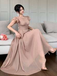 DAZY Đầm chữ A thanh lịch, thiết kế thắt eo, kiểu dáng nhẹ nhàng dành cho nữ mùa hè. - Blush Crush - Xem 6