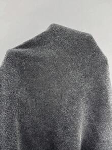 Coolane 春季女款街頭風休閒復古外穿 Y2K 水洗打孔眼環不對稱領灰色復古寬鬆運動衫，冬季 - 灰色 - 查看 8