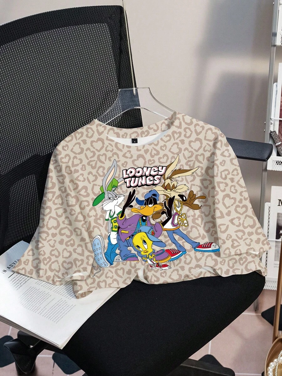 LOONEY TUNES X SHEIN 女士短款T恤 - 白色 - 查看 1