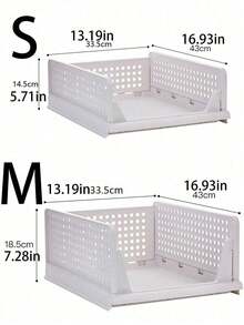 1PC Foldable Stackable Storage Basket Drawer Organizer Box For Closet Clothing Dresser Shelf Rack Bedroom Kitchen Desktop Snack Display Holder Collapsible Bin Container For Home Organization Wardrobe Tidy - White - View 2