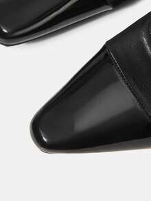 MOTF PREMIUM 春秋新款黑色方头后跟时尚法式简约大方百搭女式平底鞋 - 黑色1 - 查看 6