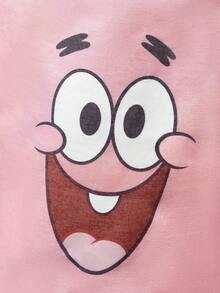 SpongeBob SquarePants | SHEIN 1个卡通图案收纳篮，亚麻材质，高清印花，可收纳衣物、玩具等各种物品 - 藕粉色 - 查看 5