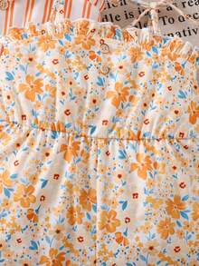 SHEIN 3pcs/Set Cute Summer Knit Floral & Striped Pattern Romper For Baby Girl - Multicolor - View 4