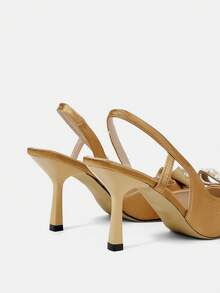 CUCCOO HITCHD Sepatu Hak Tinggi Wanita Ujung Lancip, Dekorasi Pita Berlian Imitasi & Mutiara, Satin Emas Champagne, Nyaman & Elegan, Cocok Untuk Pernikahan, Pesta, Acara Formal - Perunggu - View 5