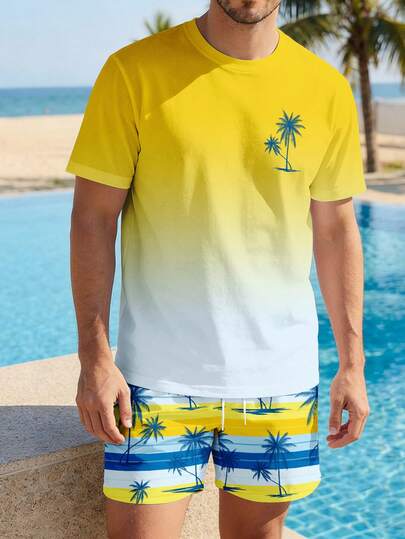 VIVINTIMO 男士休闲海岛度假风短袖T恤套装