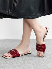 CUCCOO BIZCHIC 女士银色网眼简约平底鞋，优雅休闲，舒适易穿，适合工作、通勤、约会、正式场合等各种场合。 - 酒紅色 - 查看 5