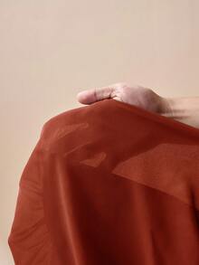 Zivah 2026 Spring/Summer New Music Festival, Easter, St. Patrick's Day, Valentine's Day, Date, Western, Nomadic, Birthday Party, Graduation, College Style, Student, Daily Casual, Basic Versatile, Leisure, Cruise Travel, Beach, Sunbathing, Viral Hit, Streetwear, Wedding Guest, Commuter, Brunch, Airport, Party, Holiday Outing, Office Wear, Camisole Ruffle Bud Layered Top And Wide Leg Pants With Pockets, Pleated Texture Palazzo Pants, Brown Chiffon 2-Piece Set - Redwood - View 8