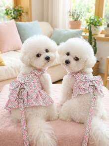 PETSIN Pet Chest And Back Skirt, Cat Traction Strap, Animal Collar Set, Pet Supplies Strap Skirt, Dog Walking Princess Skirt, Pet Chest And Back Skirt+Rope Sweet - Multicolor - View 10