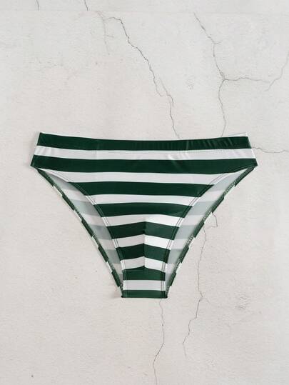 CoralVoy Men's Striped Triangle Swim Trunks For Beach & Vacation Swimwear Green Swimming Briefs Striped Bikini Bottom Womens Swimwear Bottoms Green And White Striped