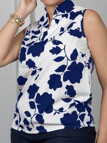 Melissa Matos Camisa sin mangas con cuello en V y estampado de silueta con media cartera - Multicolor - Ver 4