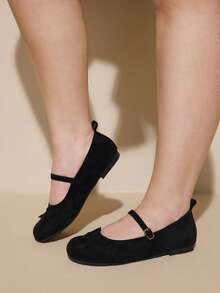 CUCCOO CURVES 2026新款黑色图案平底胖脚单鞋浅口通勤法式气质专业平底单鞋女款穿圆头不累脚 - 黑色 - 查看 5