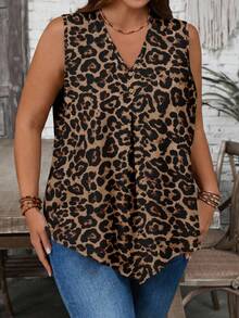 EMERY ROSE Áo thun cổ chữ V không tay cỡ lớn, họa tiết da báo cổ điển, thích hợp cho mùa hè, lễ hội âm nhạc, tiệc tùng, kỳ nghỉ. - Nhiều màu - Xem 8