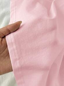 Tseoso Áo thun nữ dáng suông, khóa kéo nửa thân, chất liệu 95% cotton, màu hồng, đa năng cho mọi mùa, thích hợp mặc ở nhà. - Hồng - Xem 5