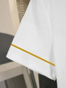 Resyla 女士休闲柠檬字母印花撞色滚边圆领T恤，夏季 - 白色 - 查看 3