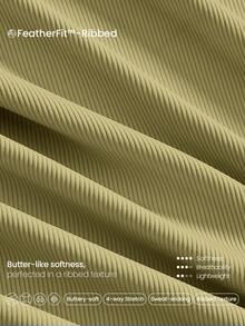 GLOWMODE FeatherFit™ Ribbed Flex Soft Square Neck Sports Bra Low Impact Yoga Pilates Studio Daily Casual Wear Removable Cups Fall Winter - Olive Green - View 5