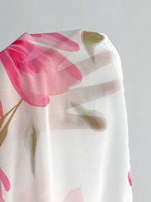 SuriyaCove Women's Vacation Beach Floral Print Cropped Top - Beige - View 6