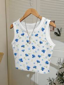 Resyla Women's Blueberry Print Round Neck Camisole - Multicolor - View 3