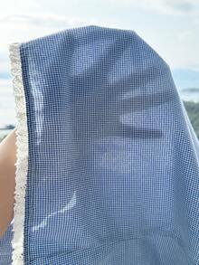 SHEIN EZwear 大码女式蕾丝边休闲短袖衬衫 - 彩色 - 查看 6