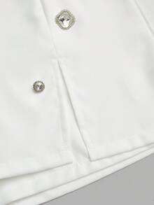 Women's Elegant Casual 2026 Spring/Summer Slit Rhinestone Embellished Shorts - White - View 6