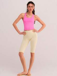 Athîral Áo tank top thể thao nữ kiểu dáng tối giản, màu trơn, lưng chữ Y, thích hợp cho mùa hè. - Hồng - Xem 3