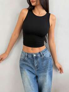 Rina Fox 女士无袖系带蝴蝶结衬衫，春夏款 - 黑色 - 查看 2