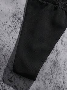 3pcs/Set Women's Black Lace Splice Comfortable Sexy Thong Panties - Black - View 8