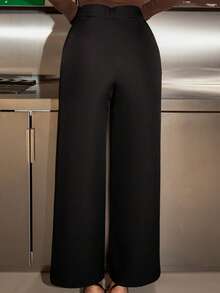 Bris Aura 压褶纽扣裤 - 黑色 - 查看 2