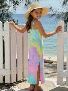 SHEIN Young Girl Tie-Dye Knit Camisole Dress Pastel Dress Rainbow Dress Tie Dye Dress Colorful Dress Multicolor Dress Girls Summer Bodycon Dresses Bodycon Dress Rainbow Tie-Dye Dress Girl Dress For Party Tie Dye Dress For Girls Young Girls Dresses Bodycon Dress For Kids Rainbow Dress For Kids Dresses For Girls - Multicolor - View 5