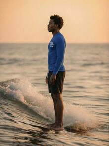 Surfspeed Camiseta de protección solar de manga larga para hombres para la playa y la natación, camiseta de neopreno de manga larga para hombres, camiseta de neopreno de manga larga para hombres para surf - Azul Marino - Ver 6