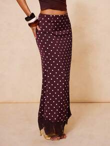 Lumalex 女士波点休闲百搭约会外出A字裙 - 咖啡棕 - 查看 7