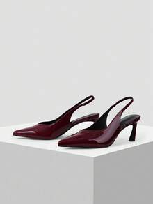 Mnmlis Women's Fashionable Elegant Pointed Toe High Heels Fall Shoes - Burgundy - View 2