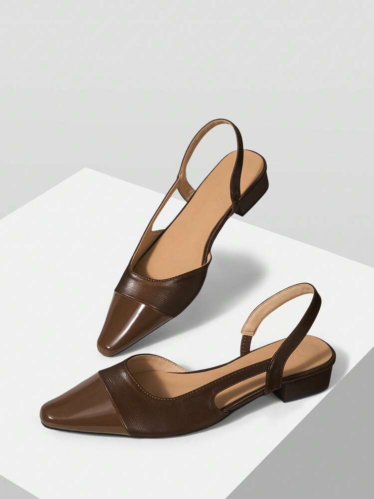 SPRING AND AUTUMN NEW PRODUCT BROWN COLOR SQUARE TOE BACKSPACE FASHION FRENCH SIMPLE GENEROUS VERSATILE WOMEN'S FLAT SHOES