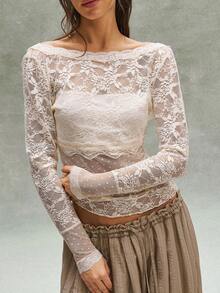 Bohemela 女士休闲纯色针织上衣 - 杏色 - 查看 3