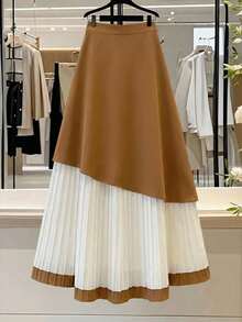 GlowEve Women's Retro High-End Fashionable Patchwork Skirt, New Spring/Summer/Autumn/Winter 2026 Collection, Elegant Goddess Style Long Skirt - Apricot - View 7